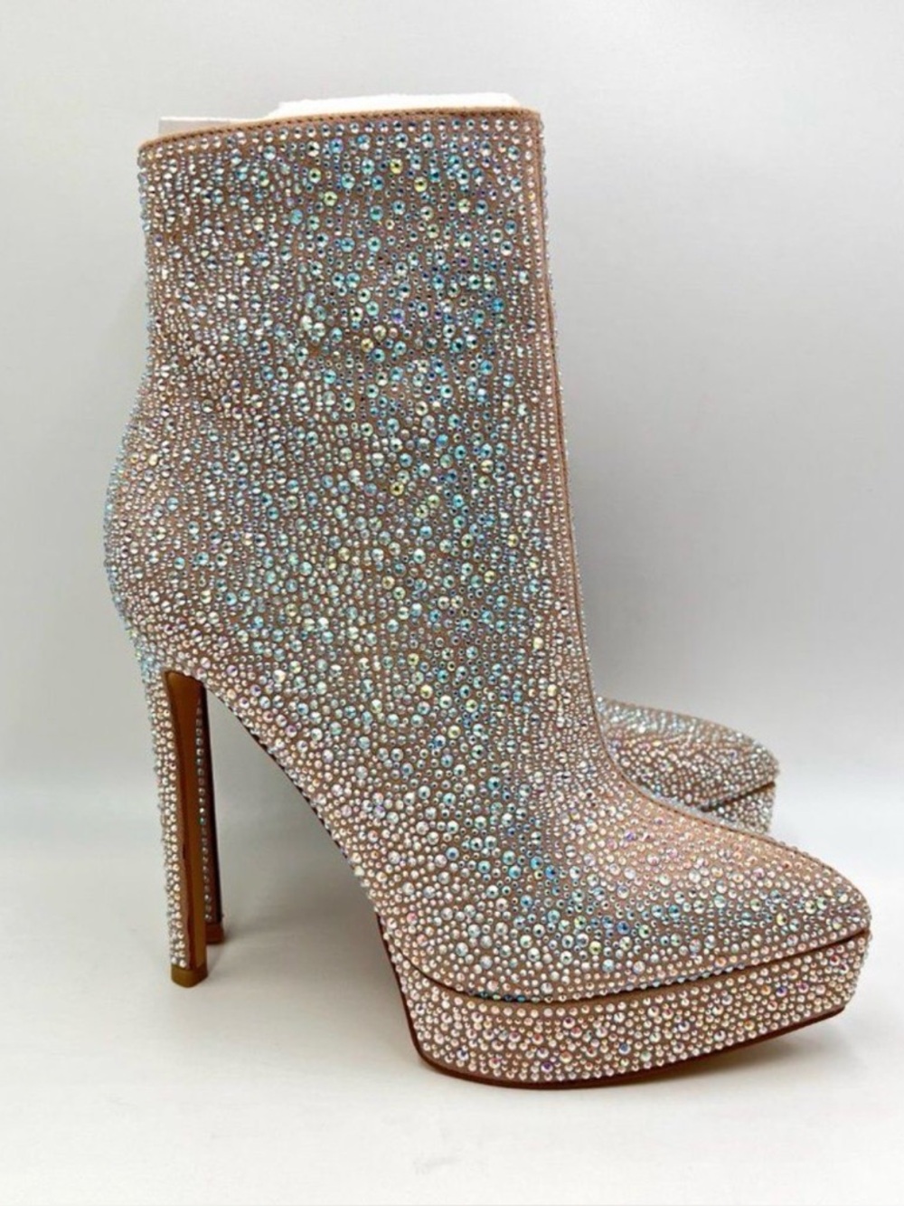 Madden Girl‎ Womens Size 8 Blush Jeweled Encrusted Platform Ankle Boots Shoes